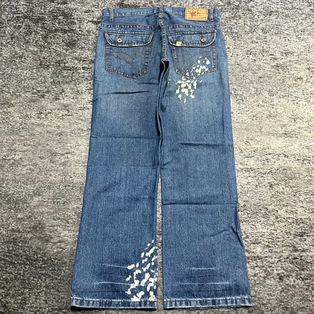 NWT Bongo Jeans‎ Mens 32x30 Blue Bootcut Wide Leg Distressed Vintage Y2K